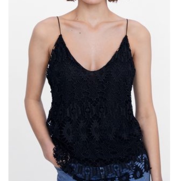 Zara Tops - Zara Black Guipure Lace Sleeveless Camisole Top